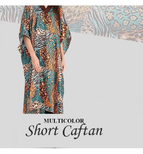 Multi Color Polyester Satin Printed Caftan For Women